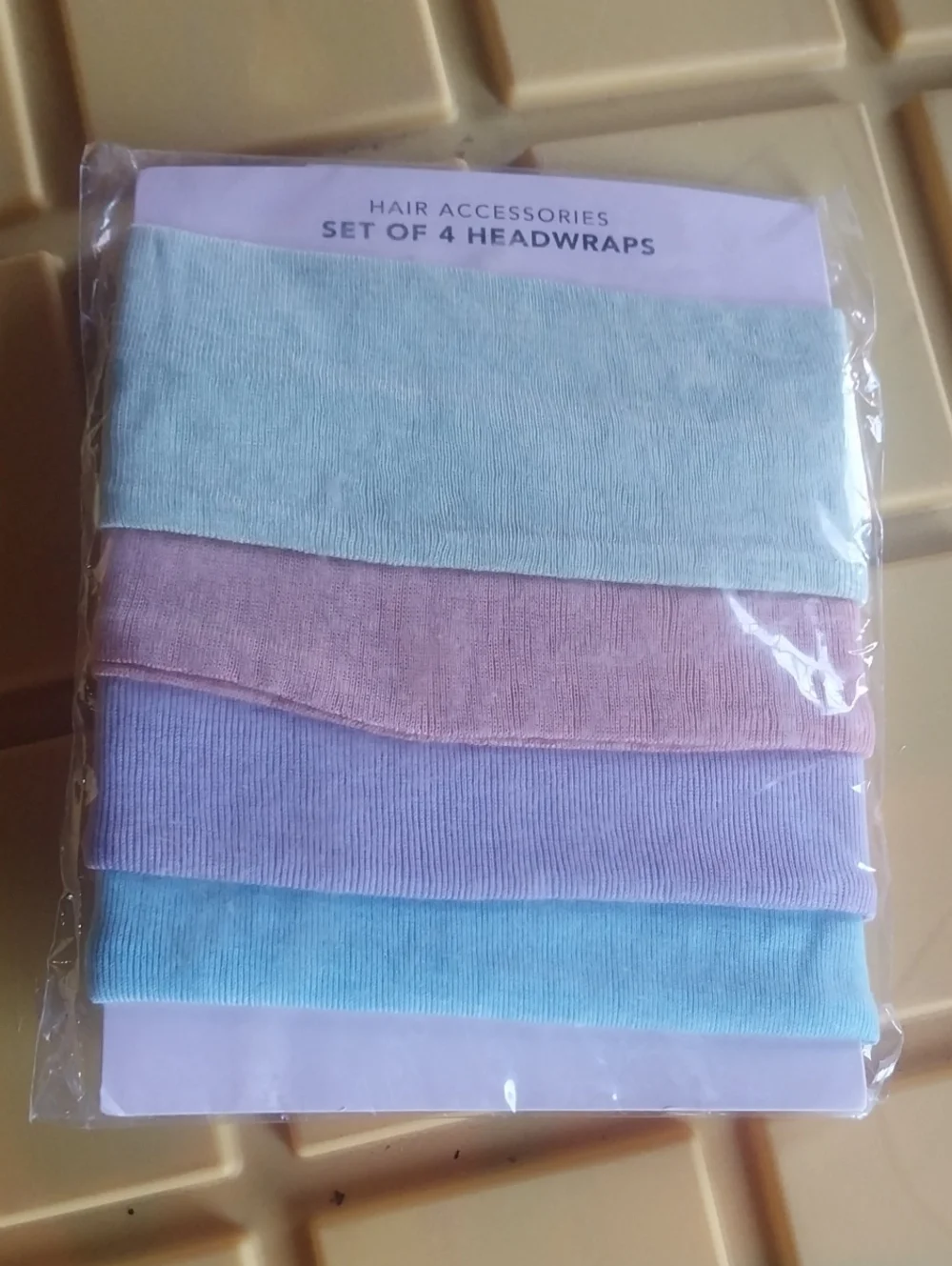 Set of 4 Pastel Ribbed Headwraps - Mint, Blush, Lavender, Sky